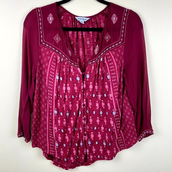 Lucky Brand Boho Southwestern Button Down Blouse - Picture 1 of 10